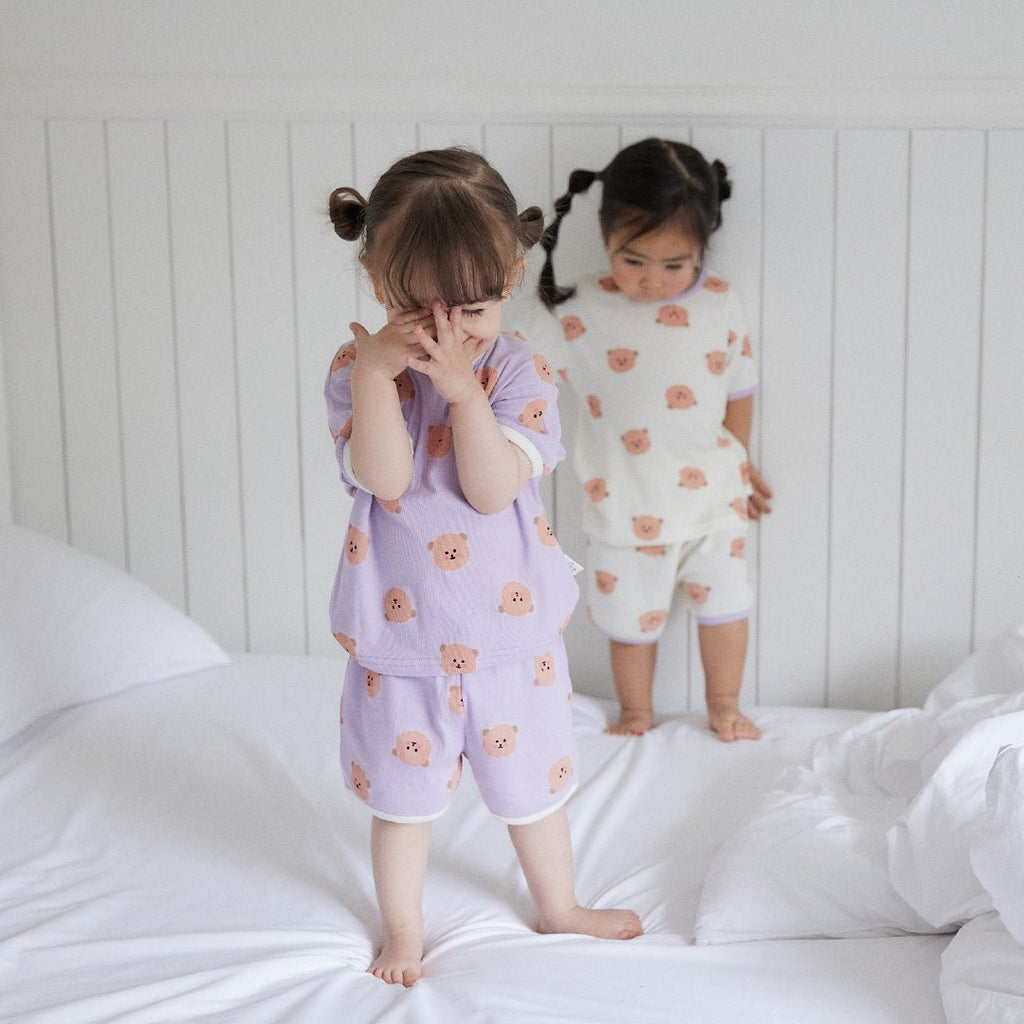 BabyRabbit Teddy Bear Short Sleeve — Toddler Cotton Pajamas & Loungewear Set (12-18M–5T)