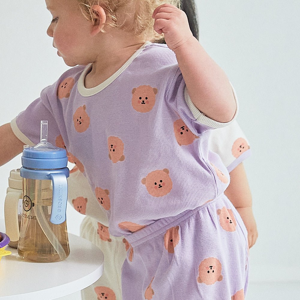 BabyRabbit Teddy Bear Short Sleeve — Toddler Cotton Pajamas & Loungewear Set (12-18M–5T)