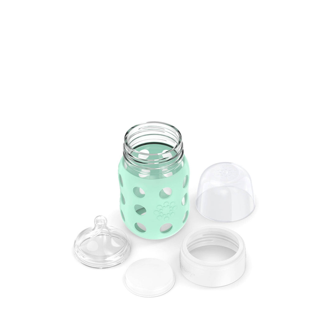 8oz Glass Baby Bottle Stage 2 Nipple, Stopper, Cap