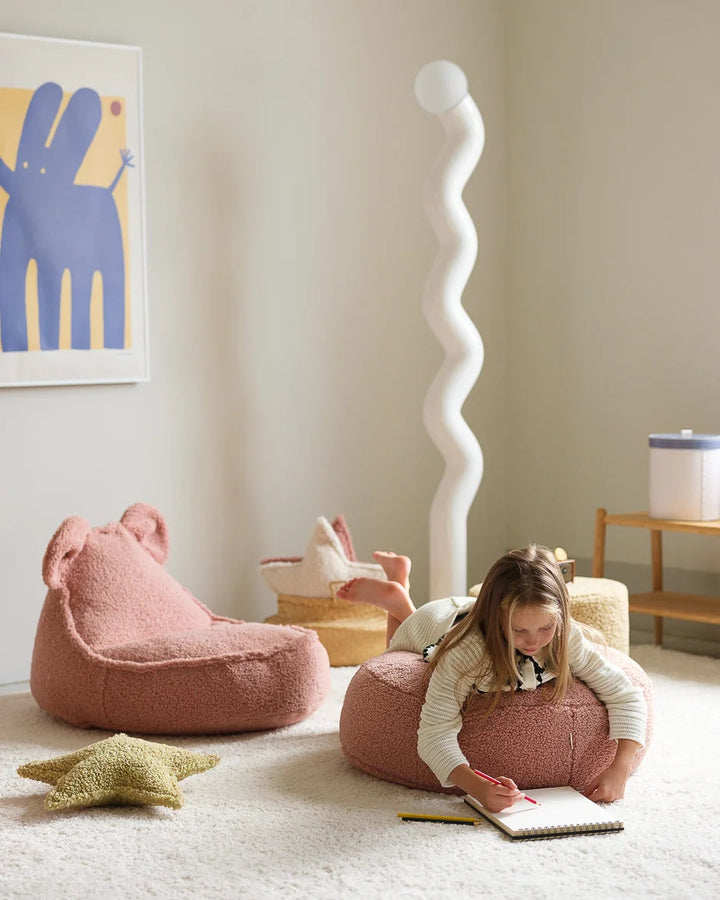 Child drawing on Guava Bear Beanbags, Wigiwama