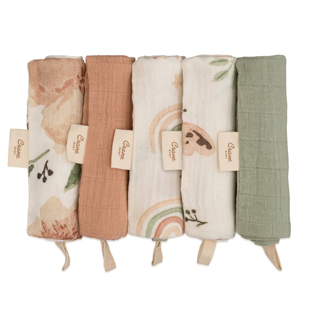 Set de 5 paños de lavado para bebé Parker (floral rosa)