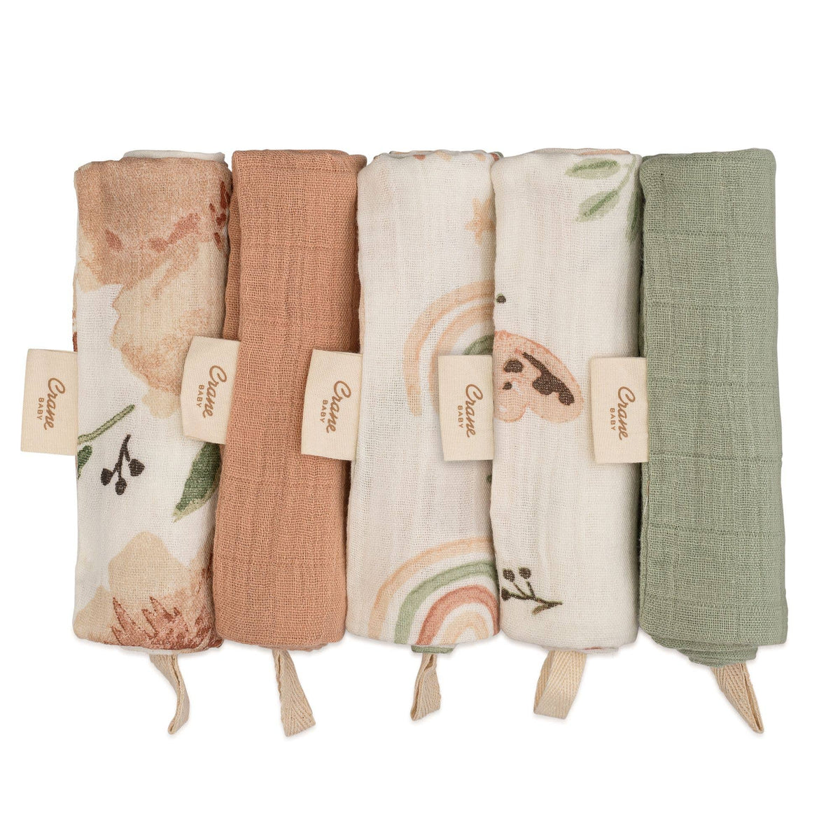 Set de 5 paños de lavado para bebé Parker (floral rosa)