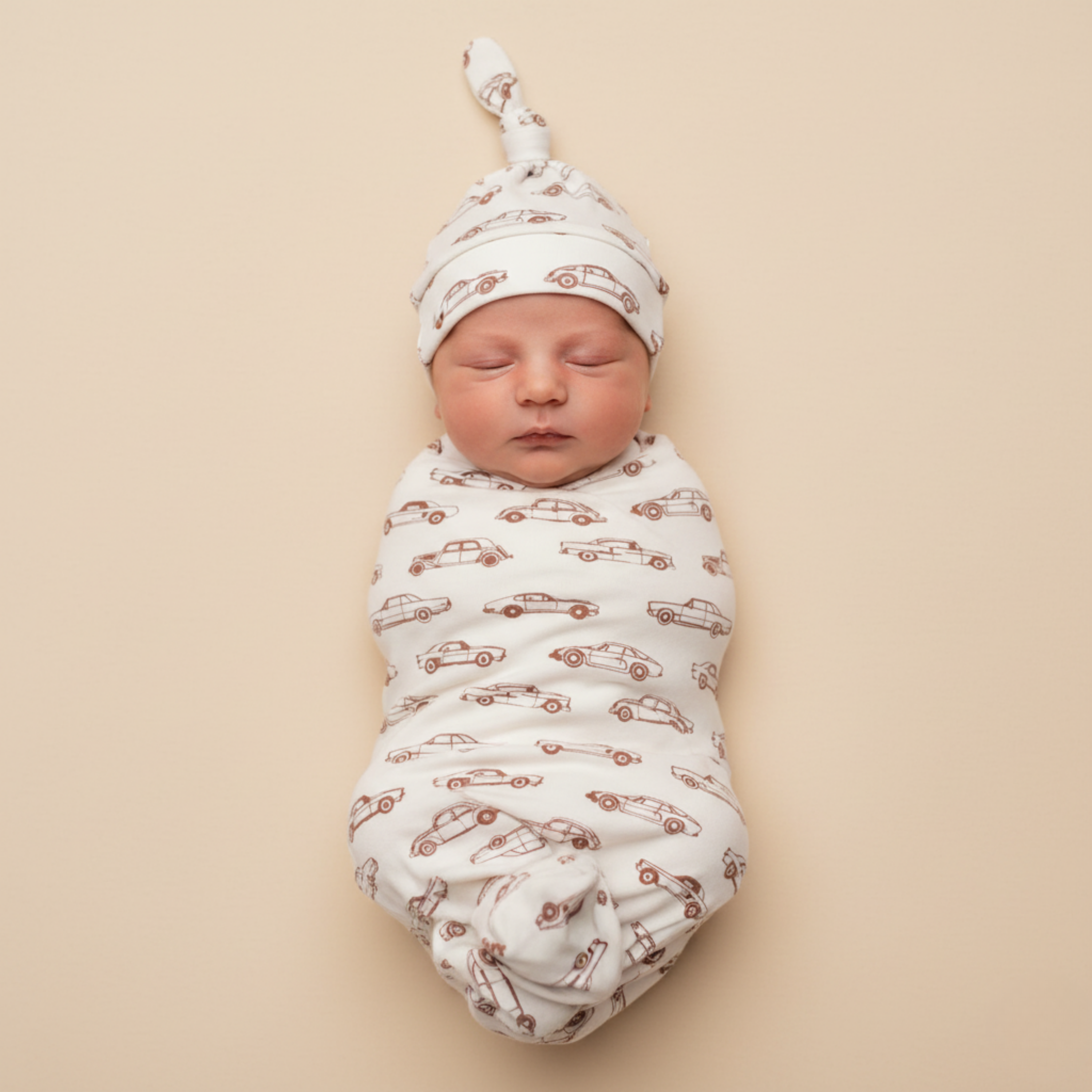 Organic Swaddle Blanket & Hat Set - Cars