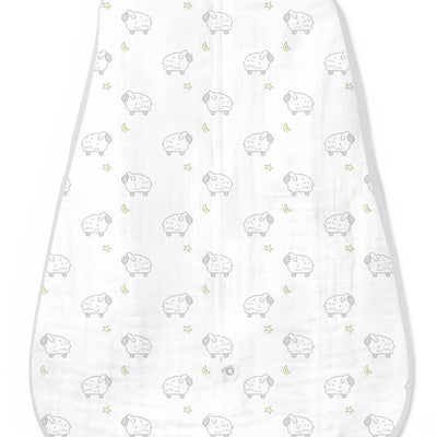 Muslin zzZipMe Sack, 2-Way Zip, Little Lambs, Sterling