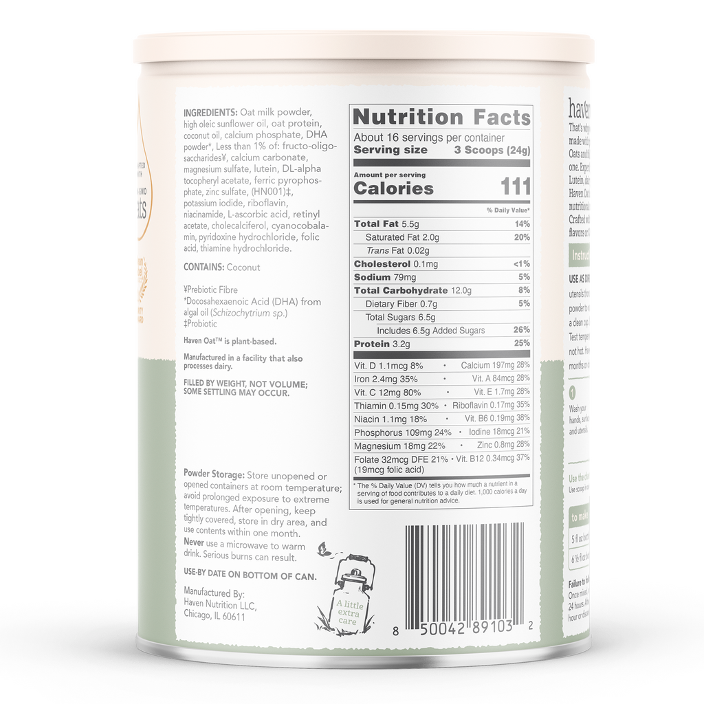 Haven Oat Toddler Formula | Dairy Free, Non-GMO Oat Milk