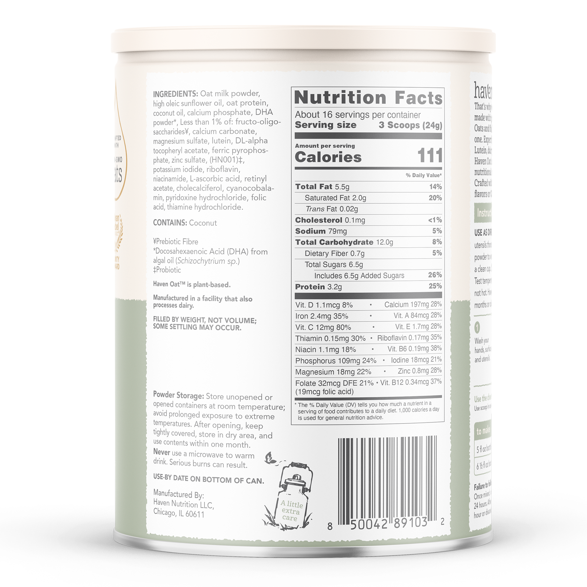 Haven Oat Toddler Formula | Dairy Free, Non-GMO Oat Milk