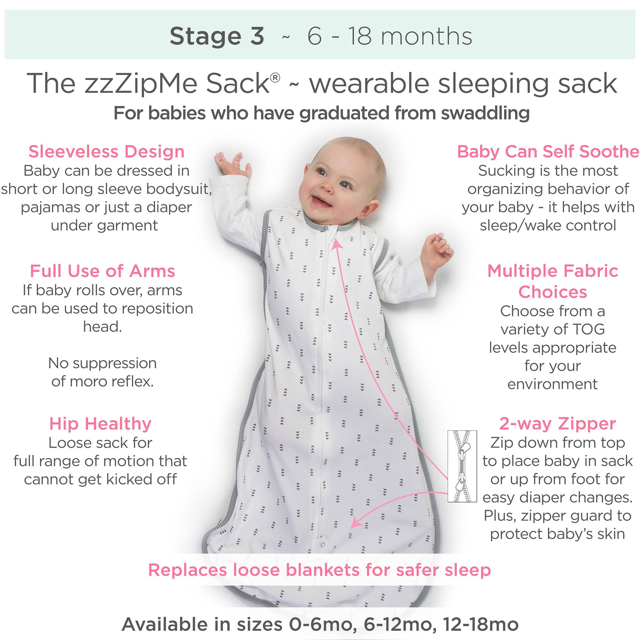 Soft Fleece zzZipMe Sack, 2-Way Zipper, Hedgehog, Black