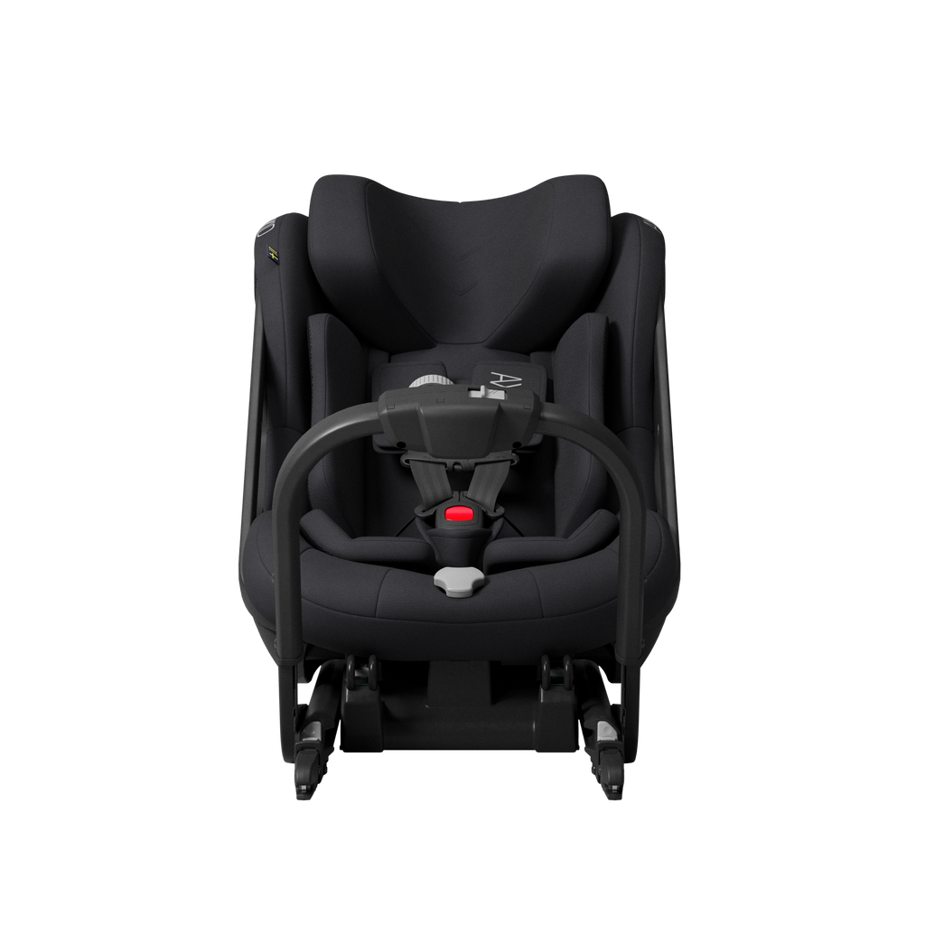Axkid ONE 3 in Coastal Storm Black, front, with the infant insert fitted