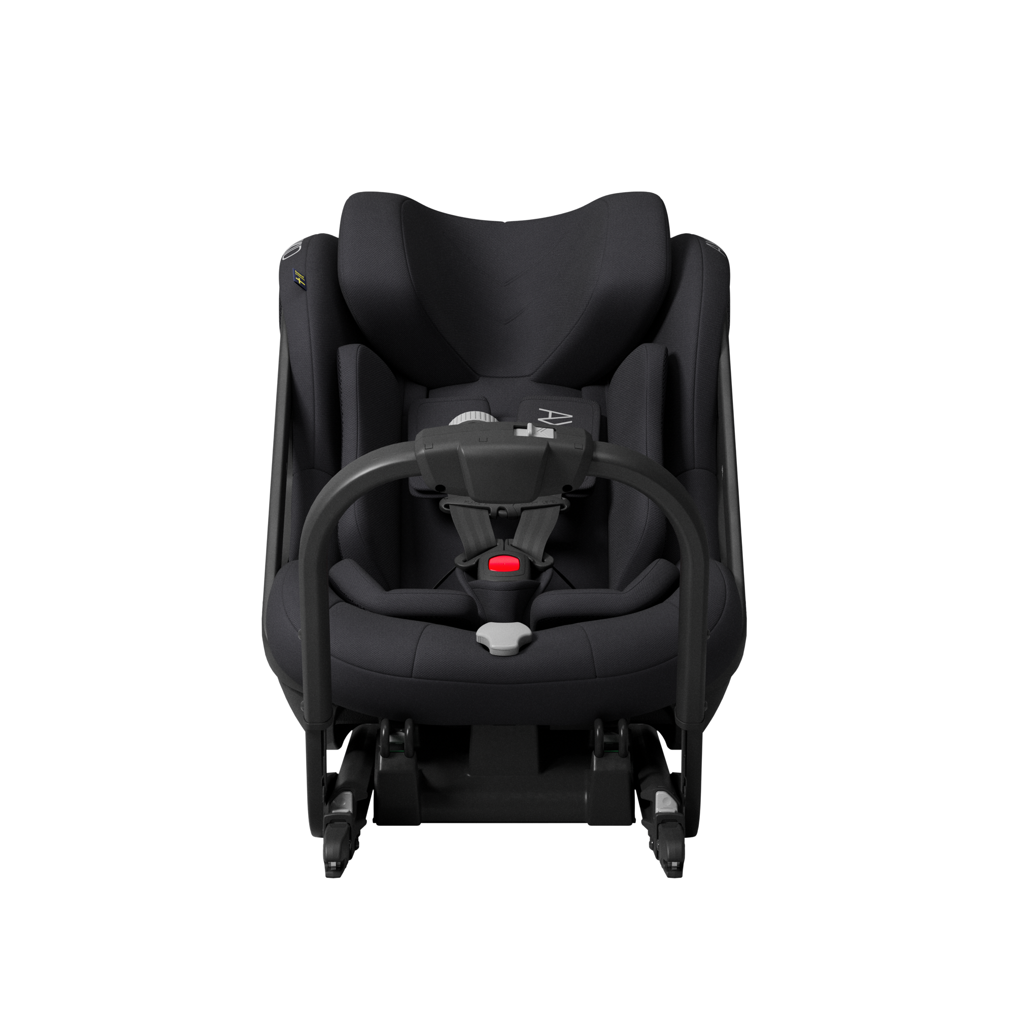 Axkid ONE 3 in Coastal Storm Black, front, with the infant insert fitted