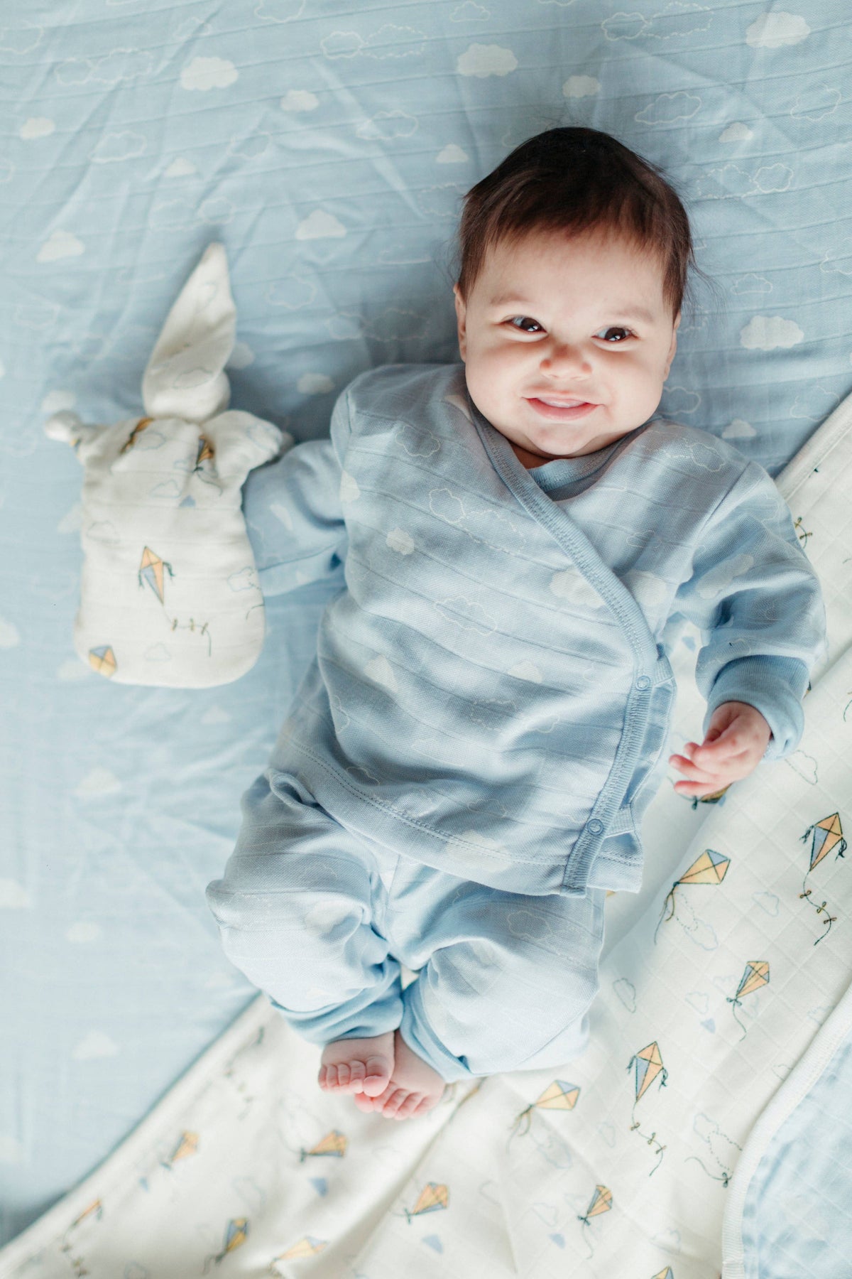 Muslin Side Snap Top & Pant Set - Clouds
