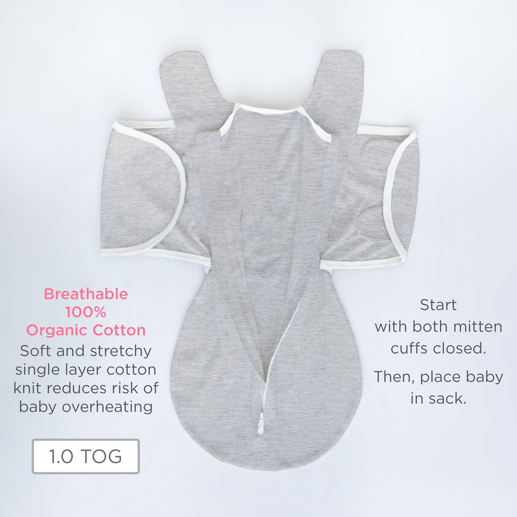 Organic Omni Swaddle Sack, Heathered Gray