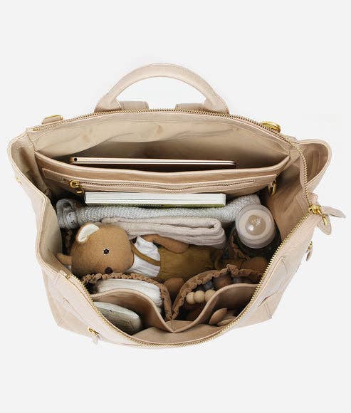 El paquete de pañalera cuadrada - Mochila de piel sintética para mamá