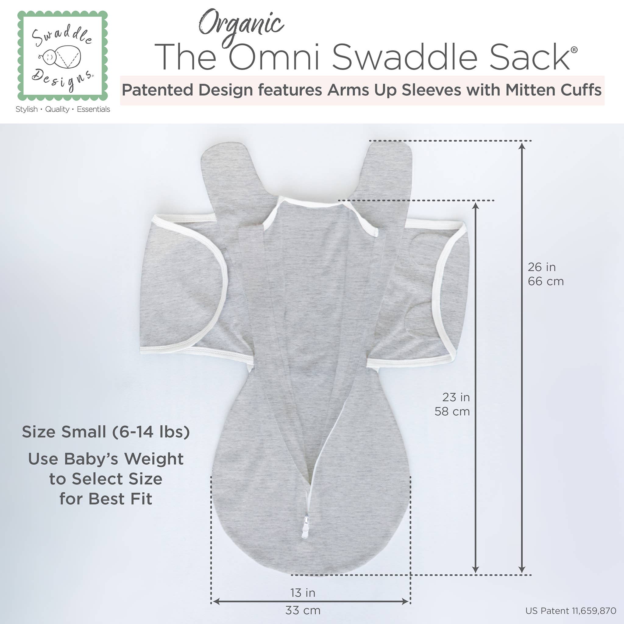 Organic Omni Swaddle Sack, Heathered Gray