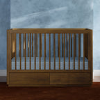Bento 3-in-1 Convertible Storage Crib with Toddler Bed Conversion Kit – Natural Walnut