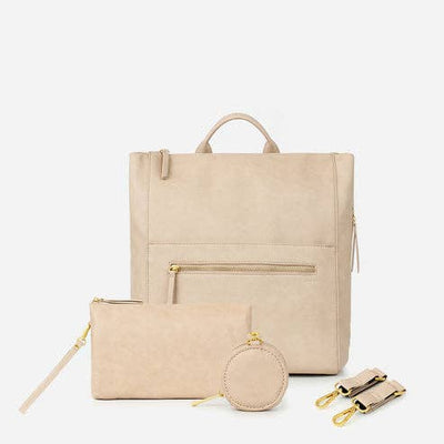 The Square Diaper Bag Bundle - Faux Leather Mom Backpack