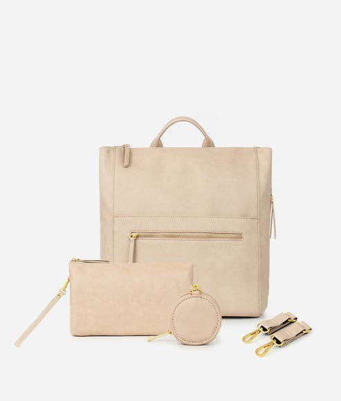 El paquete de pañalera cuadrada - Mochila de piel sintética para mamá
