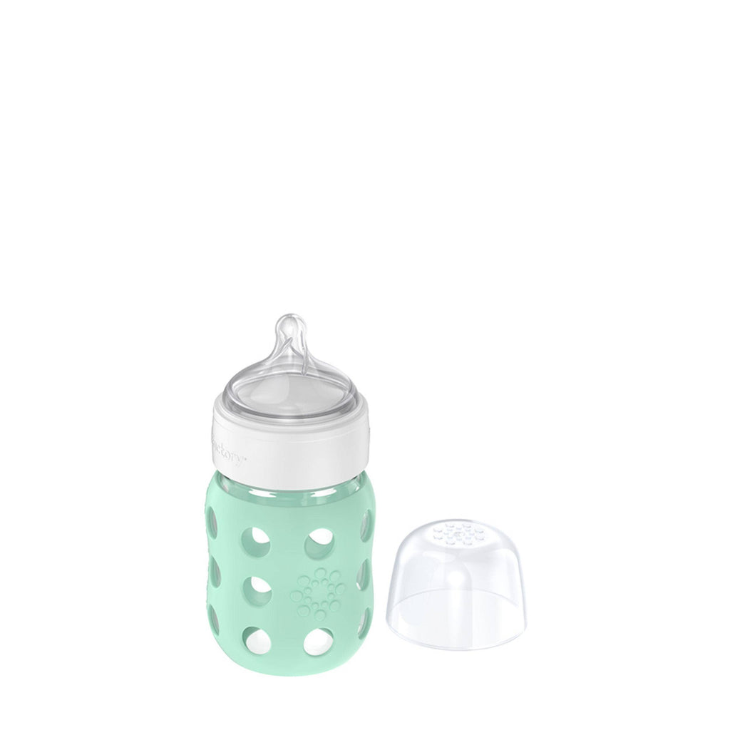 8oz Glass Baby Bottle Stage 2 Nipple, Stopper, Cap
