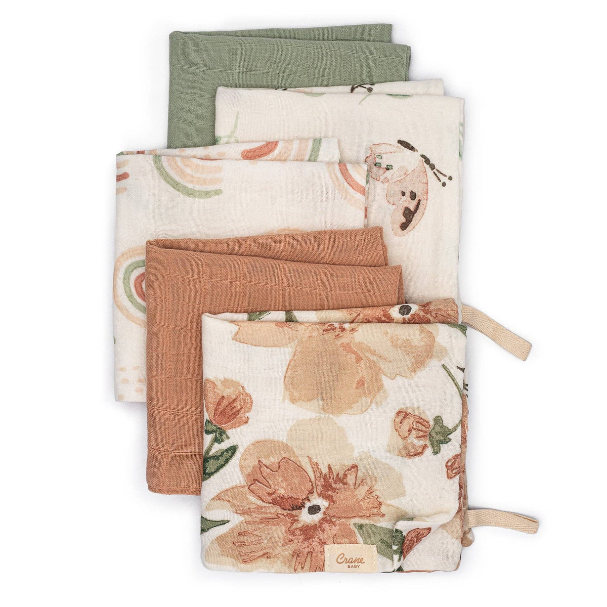 Set de 5 paños de lavado para bebé Parker (floral rosa)