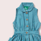 Vestido de botonadura con peto a rayas azules Horizon