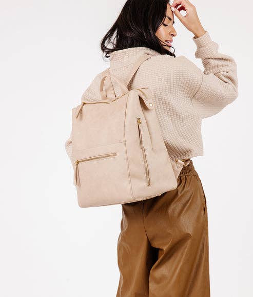 El paquete de pañalera cuadrada - Mochila de piel sintética para mamá