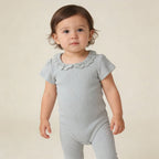 Organic Lace Collar Onesie & Tights Set - Fog
