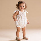 Organic Tie Shoulder Bubble Romper - Spring Weave