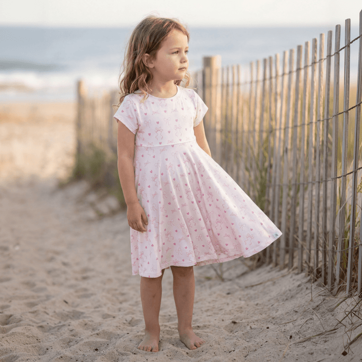 Sweet Bamboo — Precious Bows Cap Sleeve Swirly Girl Dress Dresses sweetbambooclothing