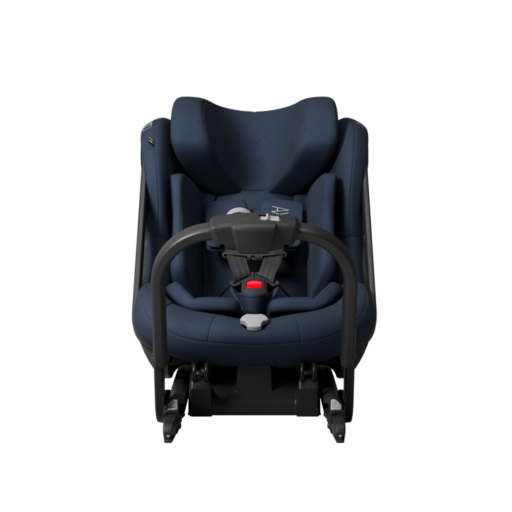 Axkid ONE 3 in Glacier Lake Blue, front, with the infant insert fitted