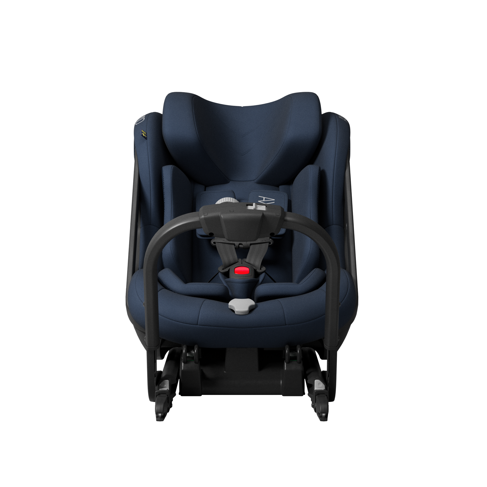 Axkid ONE 3 in Glacier Lake Blue, front, with the infant insert fitted