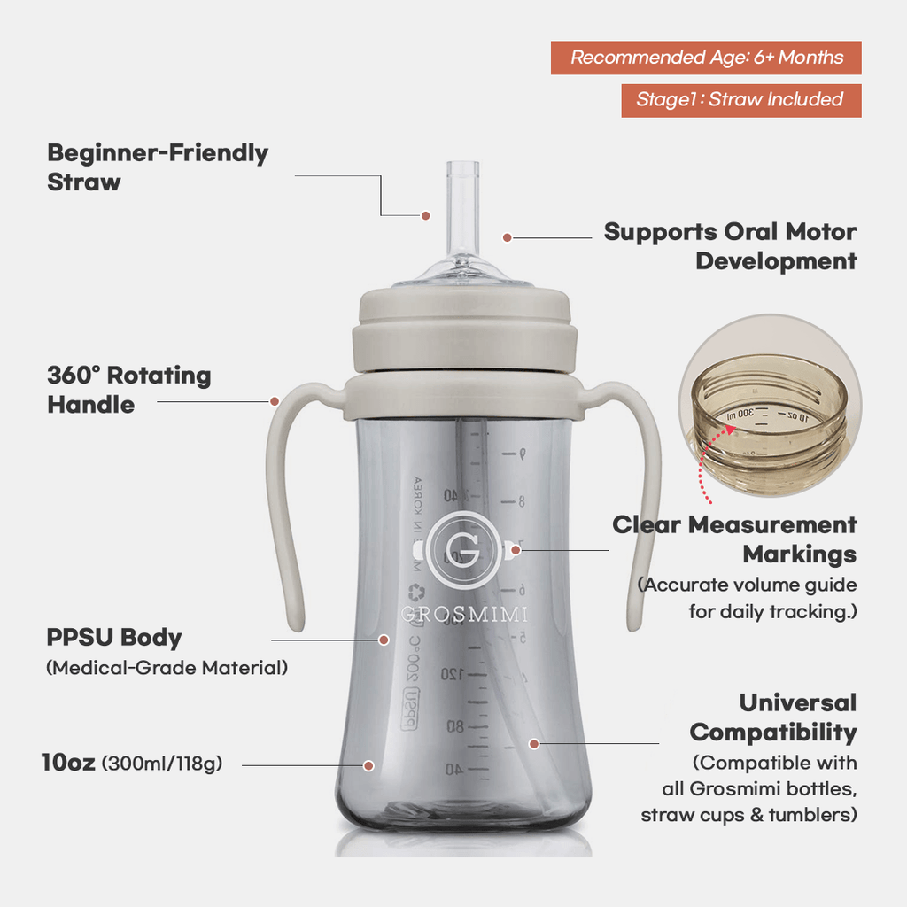 Grosmimi PPSU Straw Cup - 10oz (6 Months+)