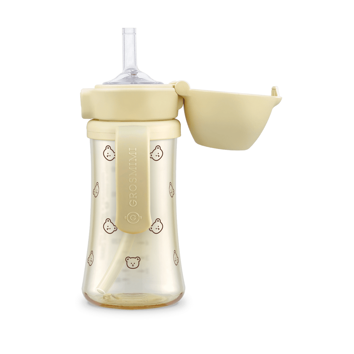 Grosmimi PPSU Straw Cup with Flip Top - 10oz (12 Months+) Stage 2 Straw
