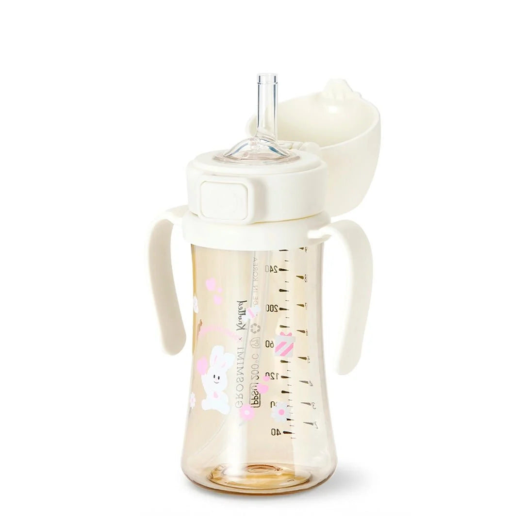 Grosmimi PPSU Straw Cup with Flip Top - 10oz (12 Months+) Stage 2 Straw