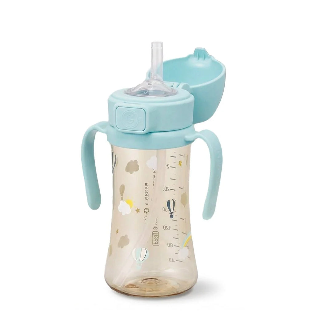 Grosmimi PPSU Straw Cup with Flip Top - 10oz (12 Months+) Stage 2 Straw