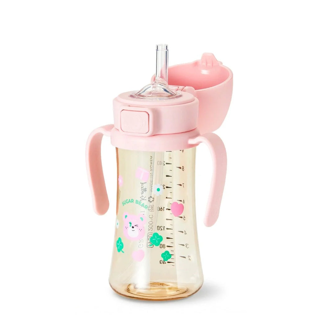 Grosmimi PPSU Straw Cup with Flip Top - 10oz (12 Months+) Stage 2 Straw