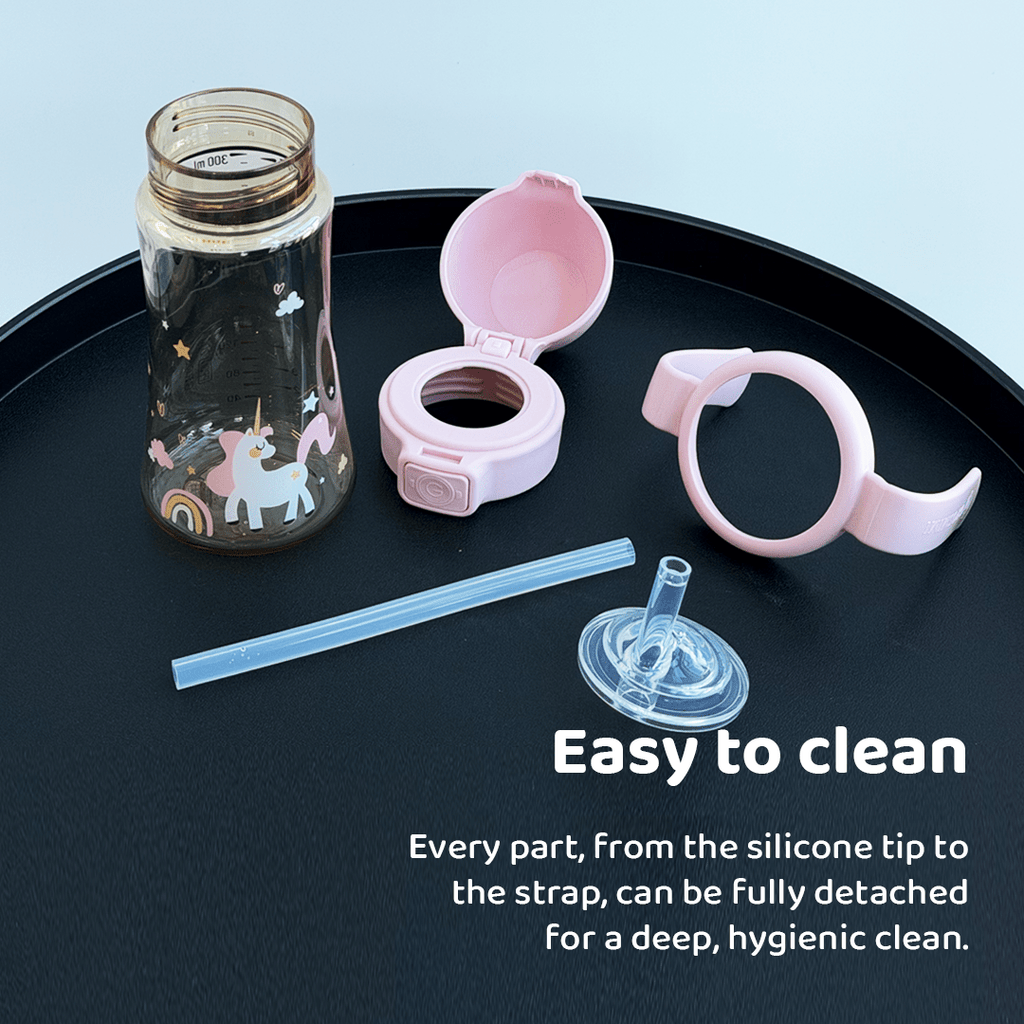 Grosmimi PPSU Straw Cup with Flip Top - 10oz (12 Months+) Stage 2 Straw