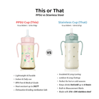 Grosmimi PPSU Straw Cup with Flip Top - 10oz (12 Months+) Stage 2 Straw