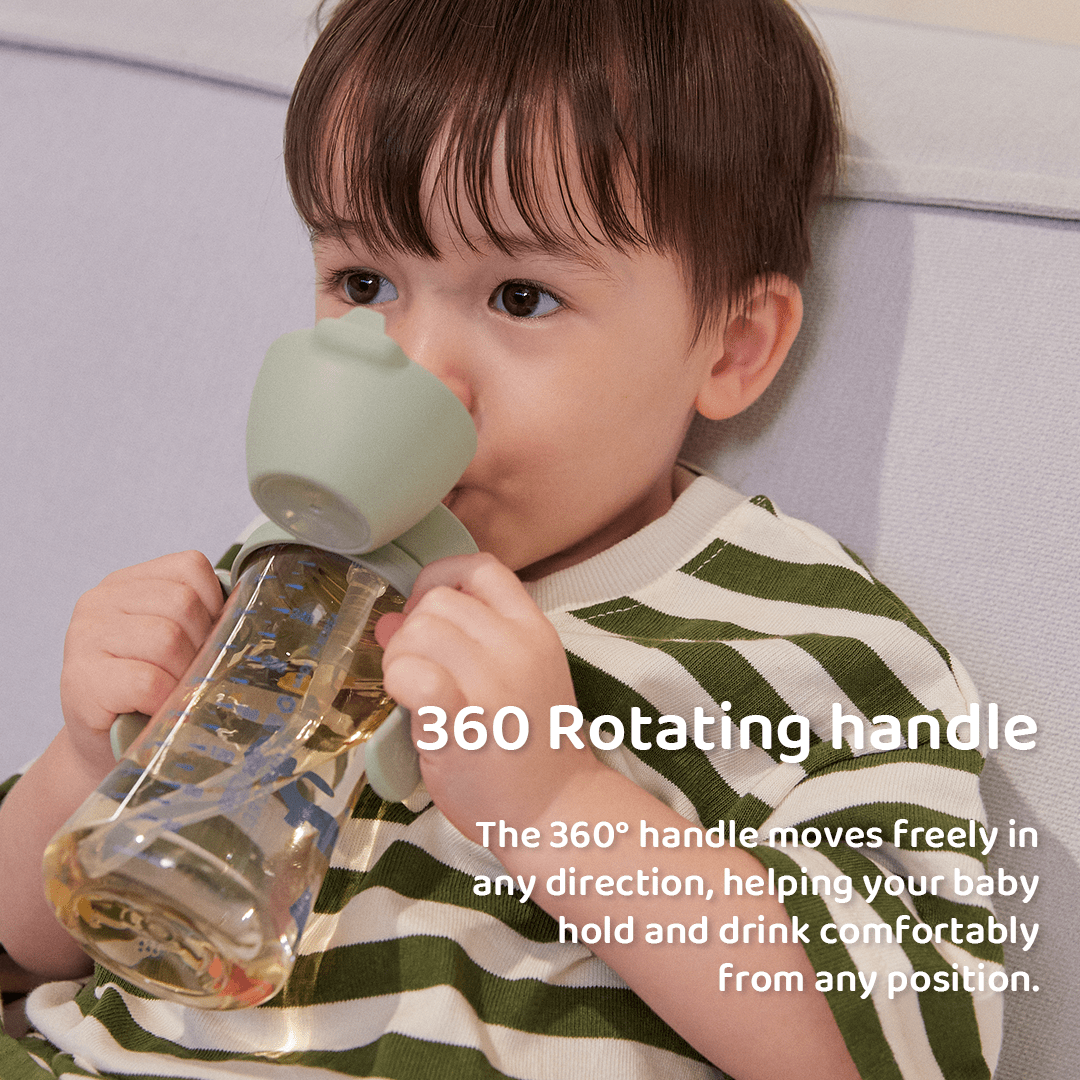 Grosmimi PPSU Straw Cup with Flip Top - 10oz (12 Months+) Stage 2 Straw