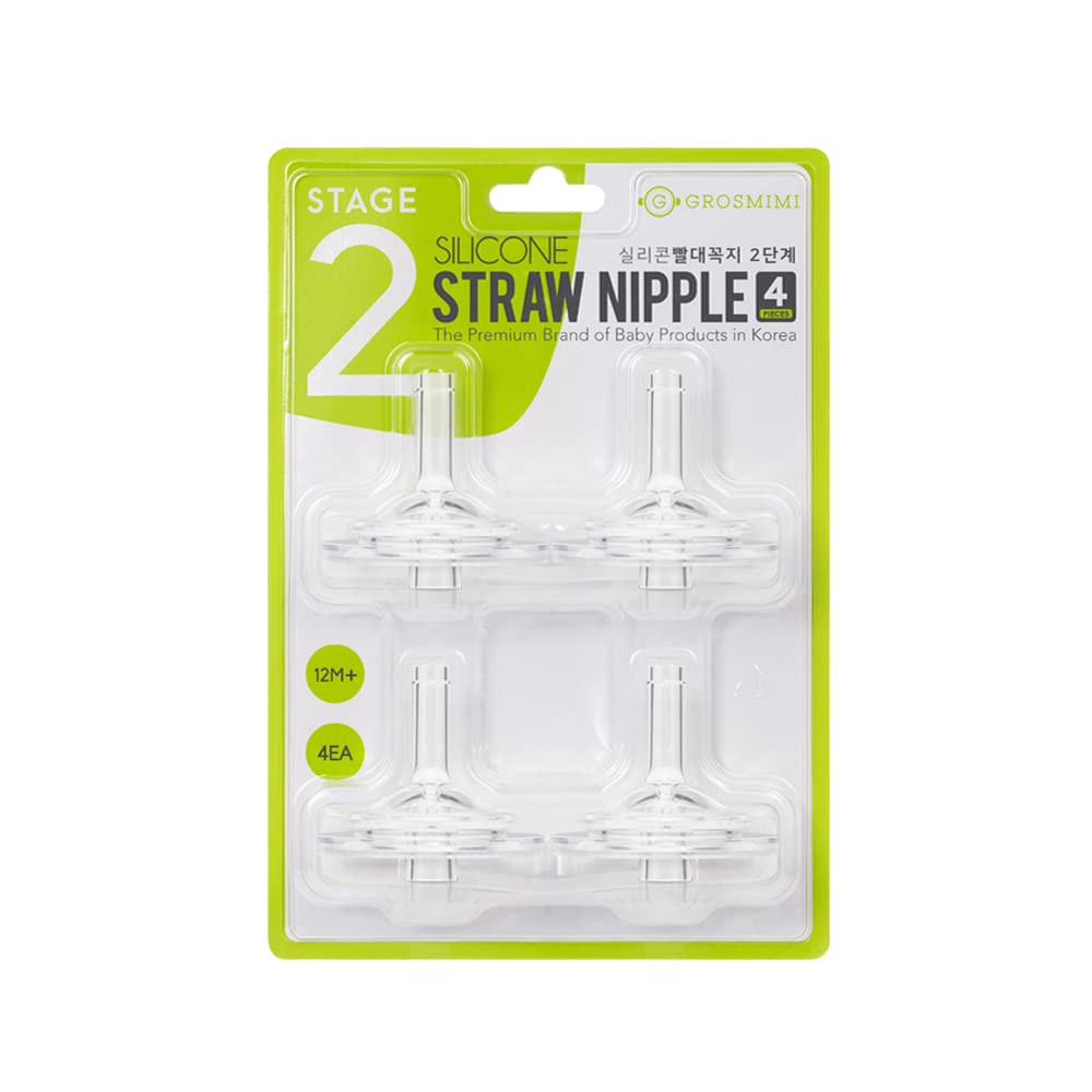 Grosmimi Replacement Straw Nipple only 4-counts Stage 2 (12 Months+)