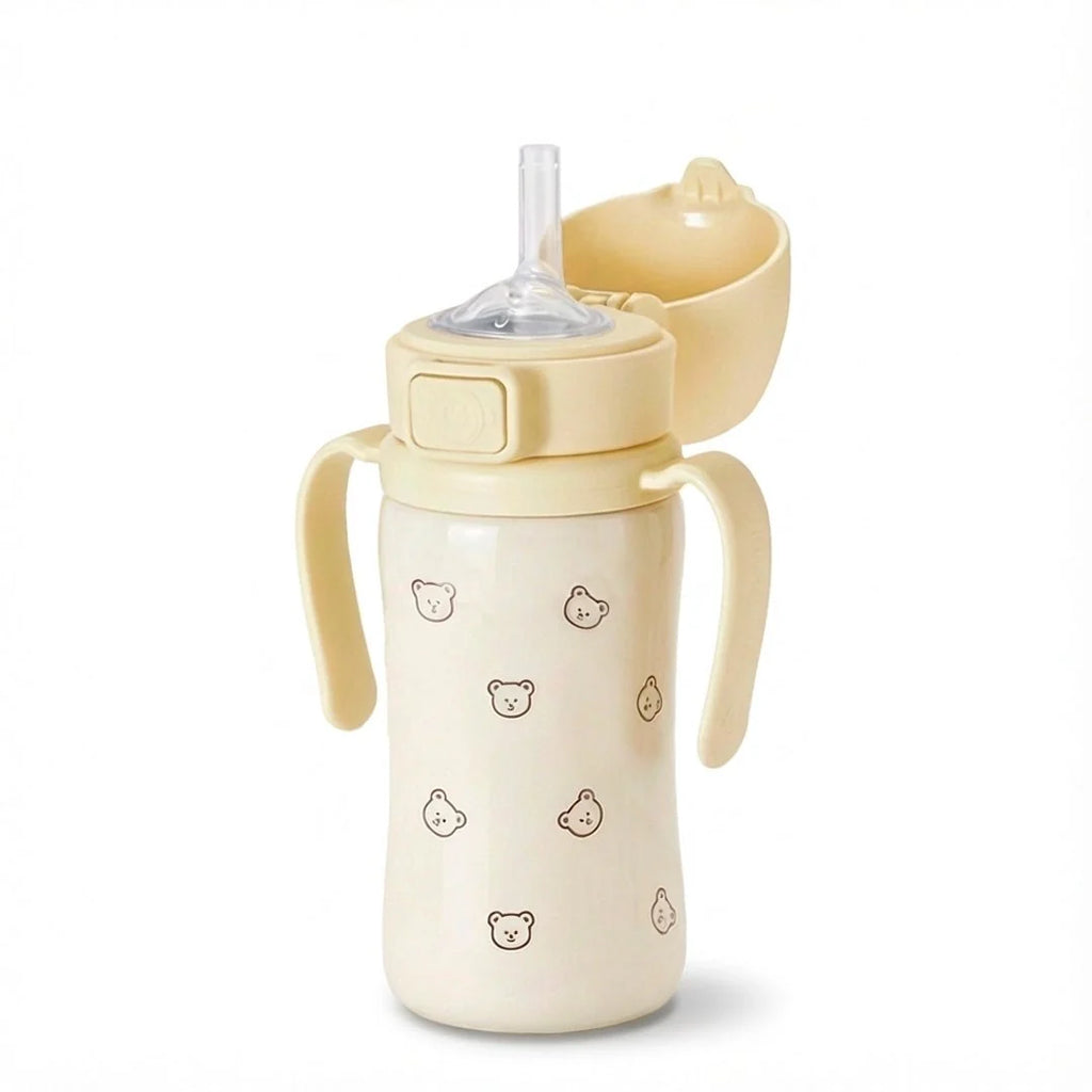 Grosmimi Stainless Steel Straw Cup with Flip Top - 10oz (12 Months+)