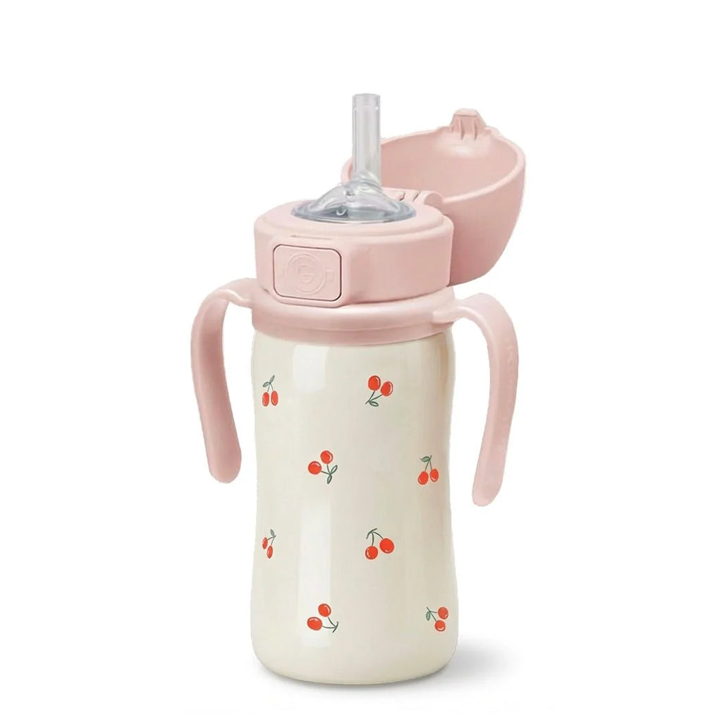 Grosmimi Stainless Steel Straw Cup with Flip Top - 10oz (12 Months+)