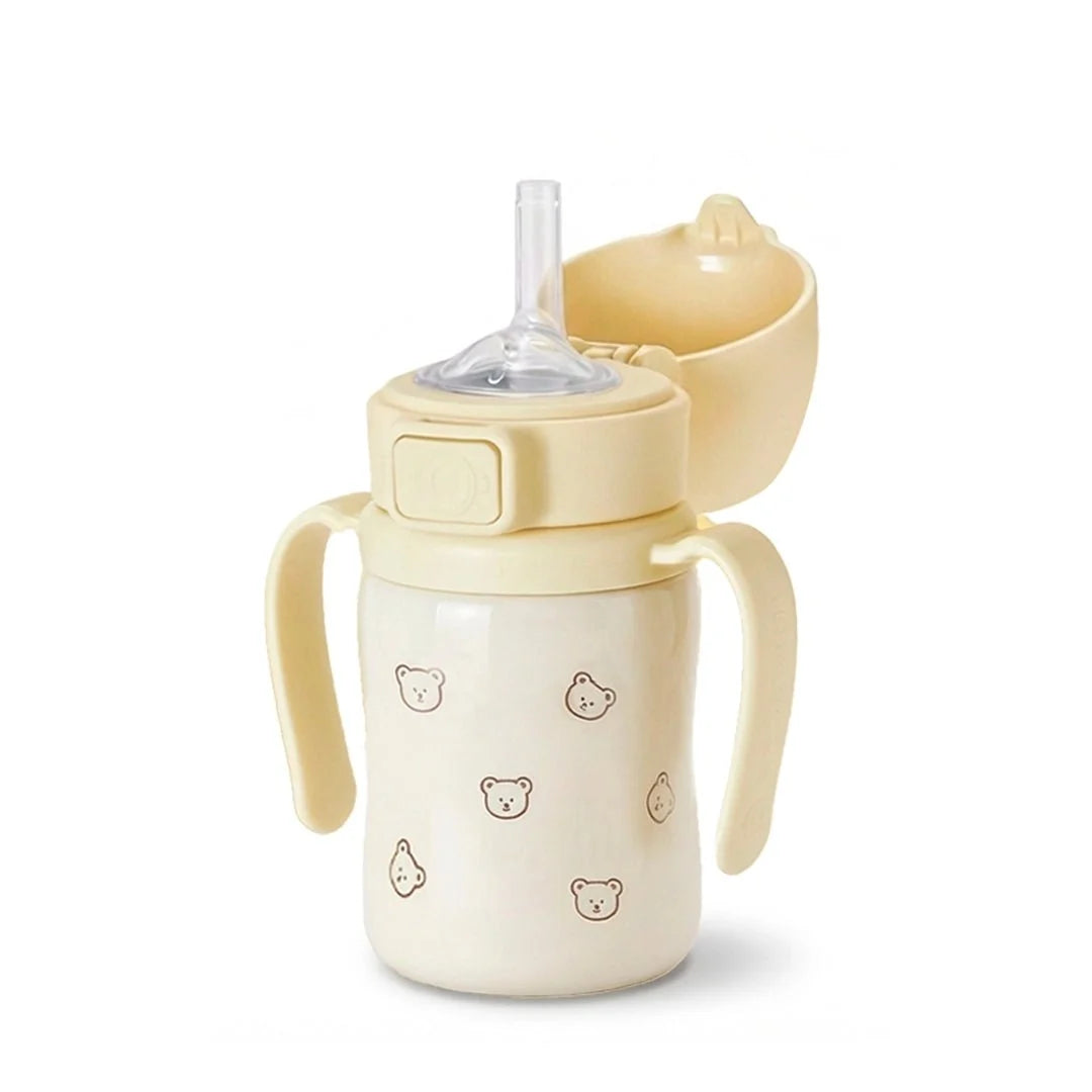 Grosmimi Stainless Steel Straw Cup with Flip Top - 6oz (12 Months+)