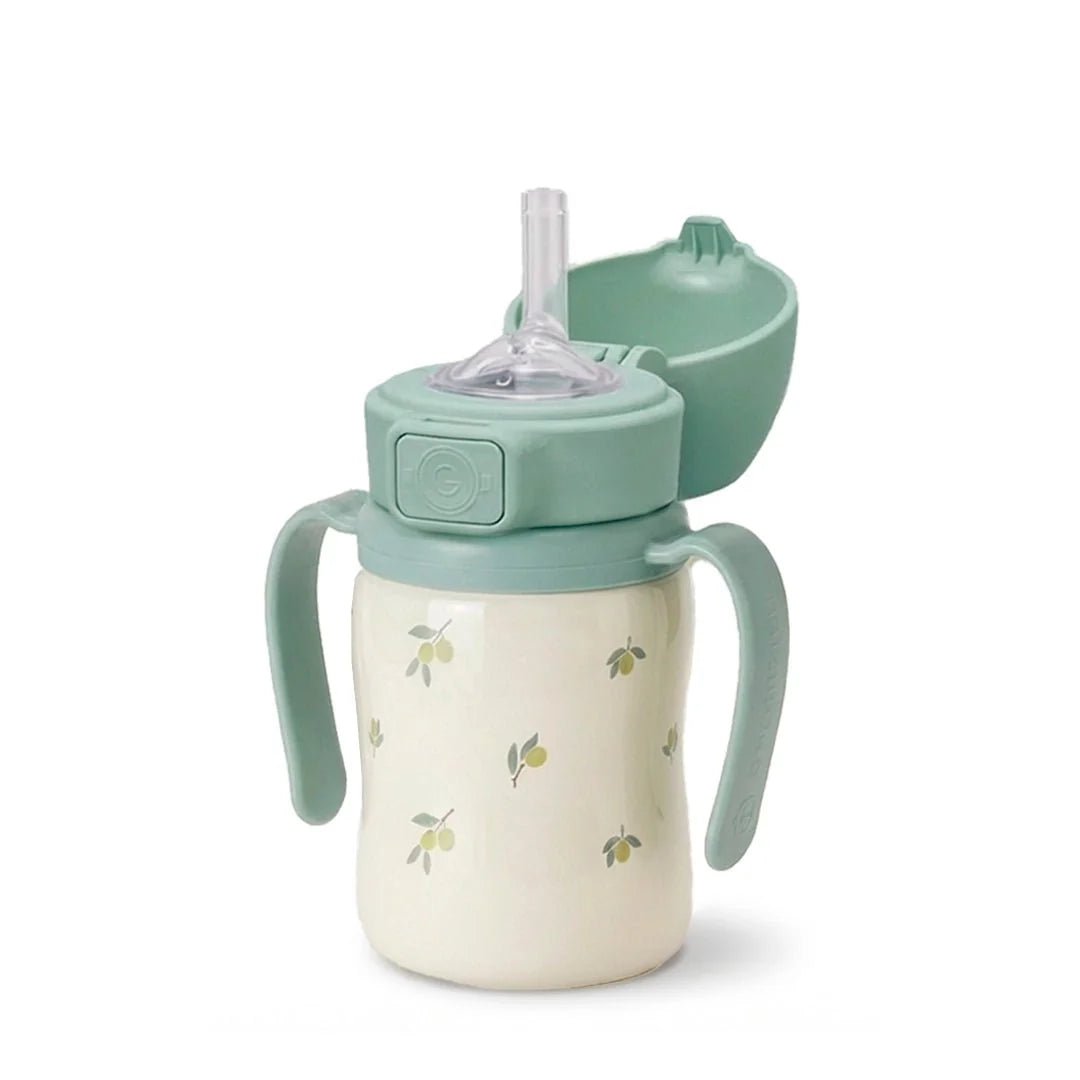 Grosmimi Stainless Steel Straw Cup with Flip Top - 6oz (12 Months+)