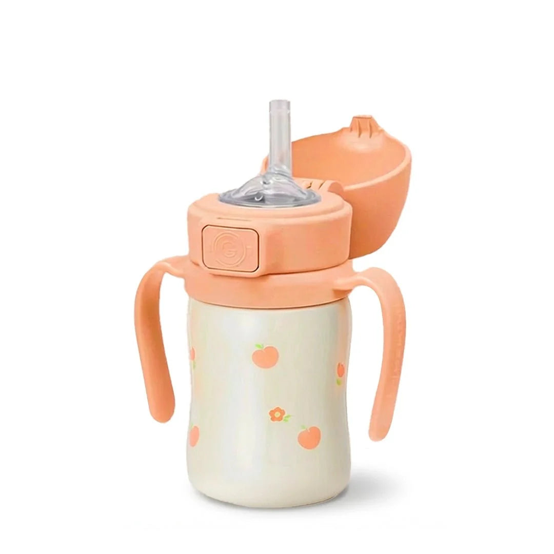 Grosmimi Stainless Steel Straw Cup with Flip Top - 6oz (12 Months+)