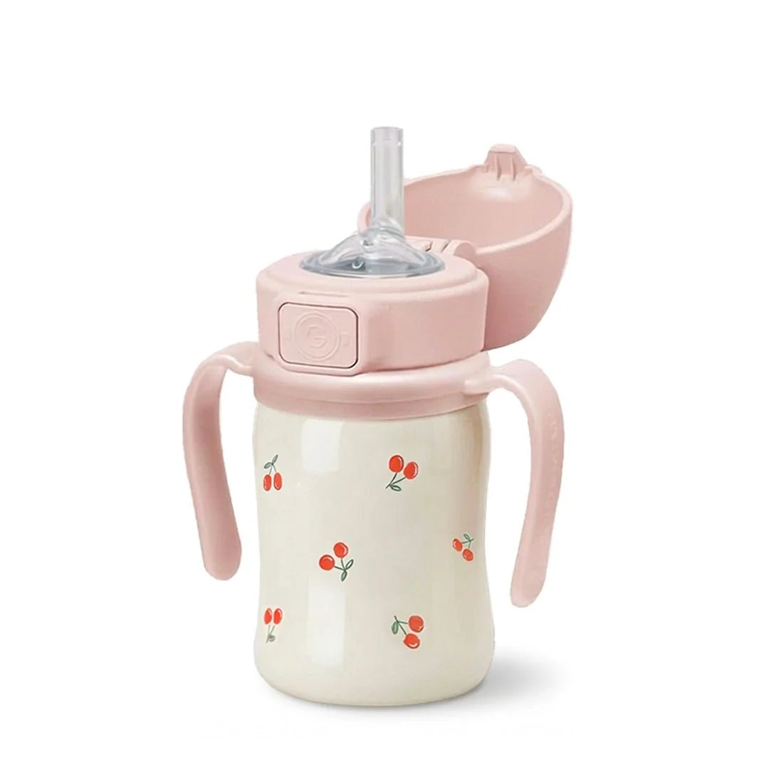 Grosmimi Stainless Steel Straw Cup with Flip Top - 6oz (12 Months+)