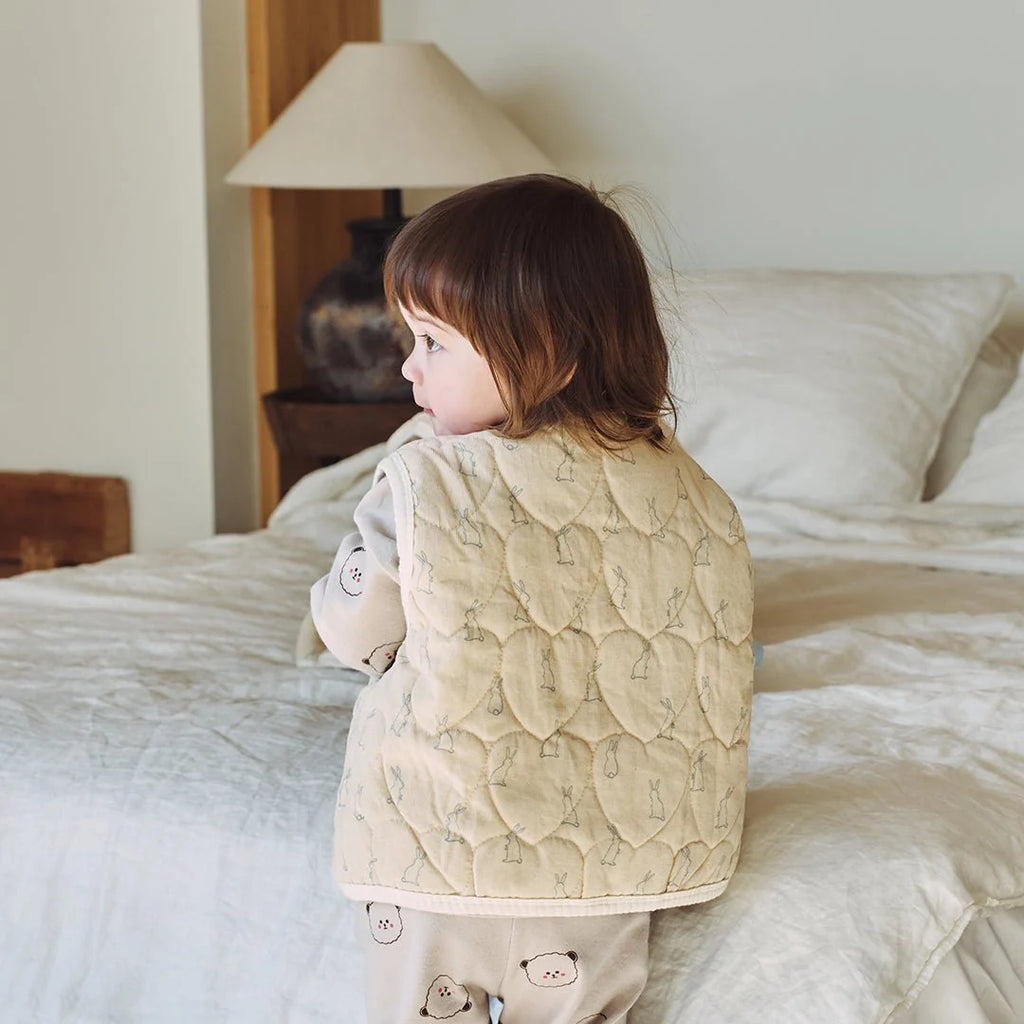 BabyRabbit Heart Patterned Rabbit Vest — Toddler Quilted Vest / Sleep Sack (12-18M–5T)