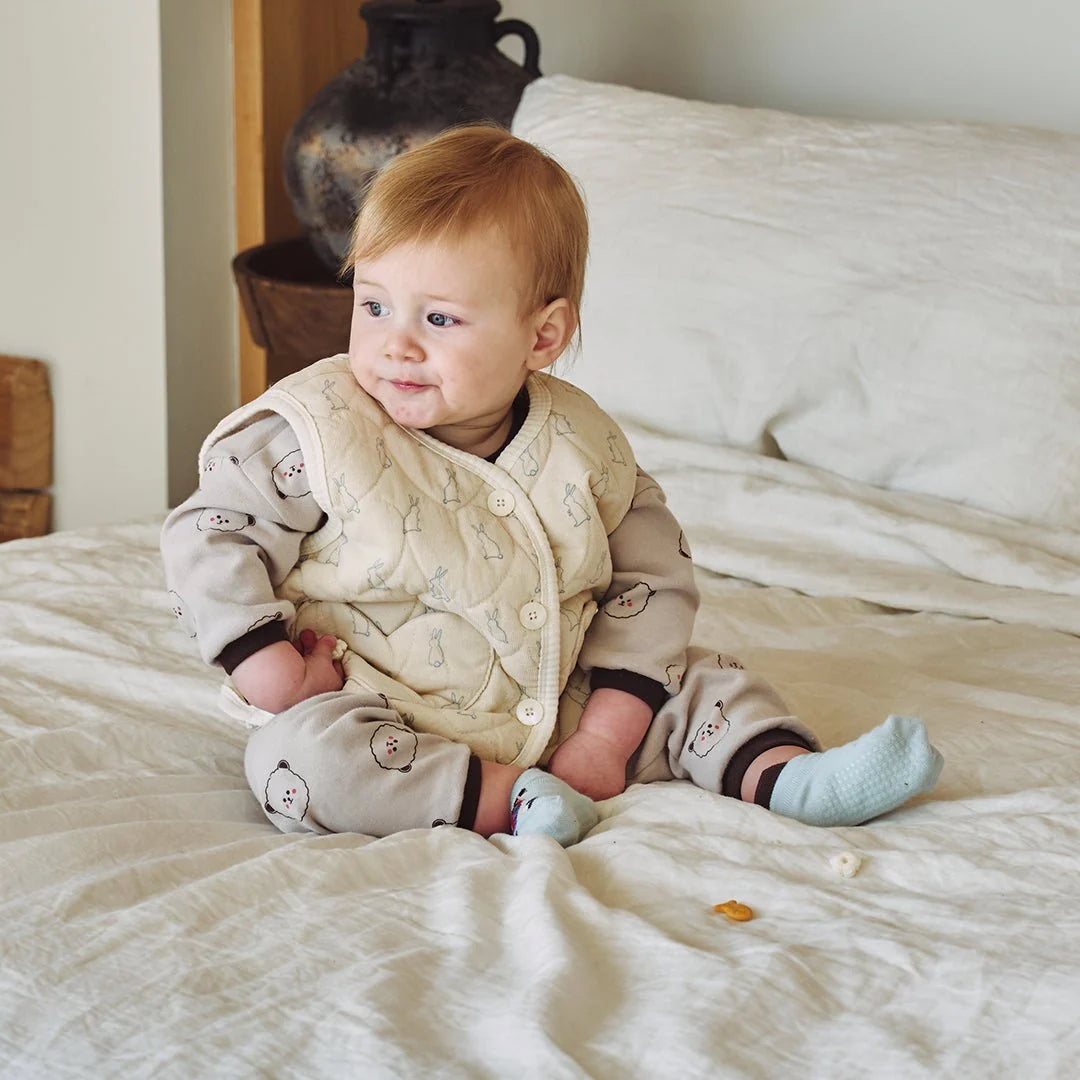 BabyRabbit Heart Patterned Rabbit Vest — Toddler Quilted Vest / Sleep Sack (12-18M–5T)
