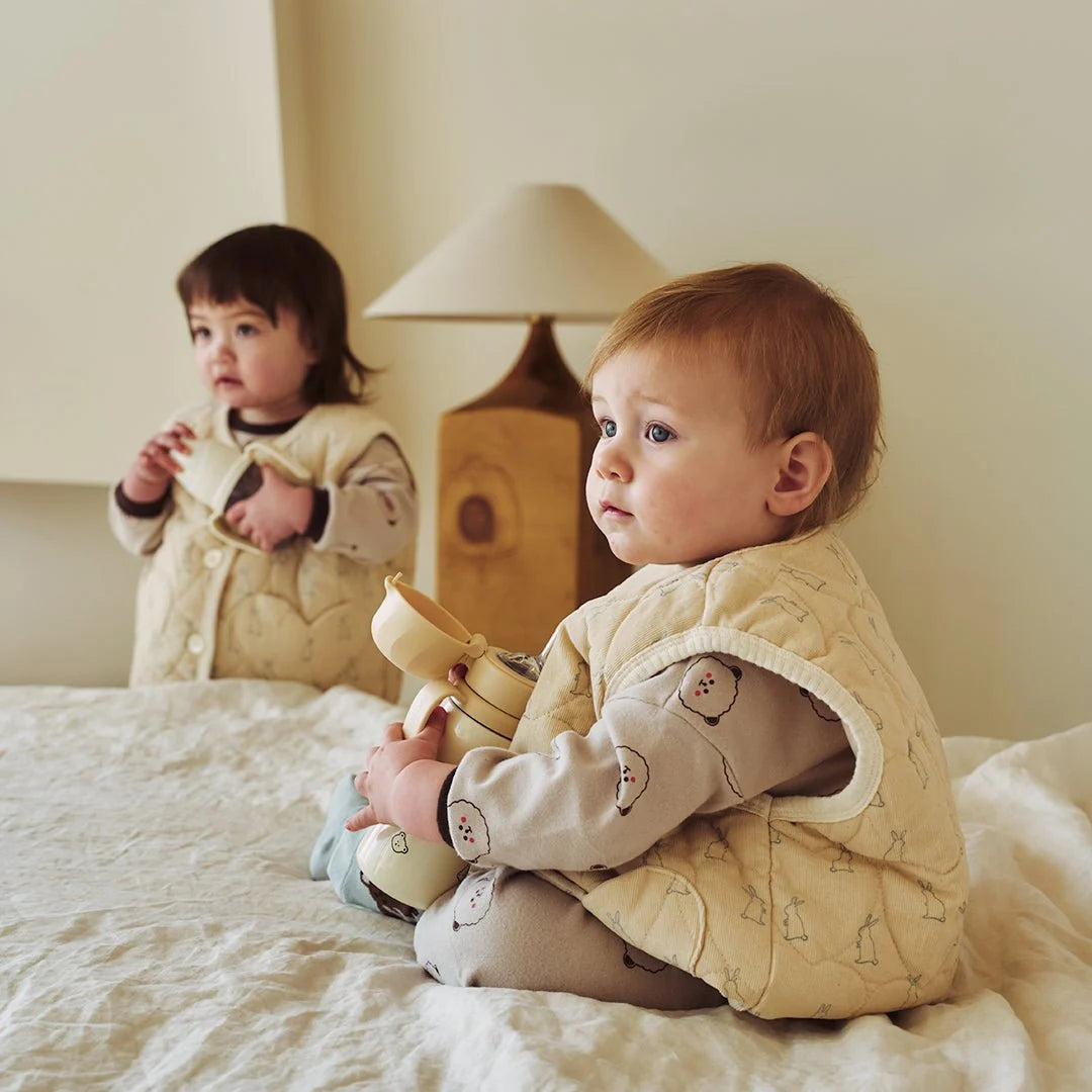 BabyRabbit Heart Patterned Rabbit Vest — Toddler Quilted Vest / Sleep Sack (12-18M–5T)