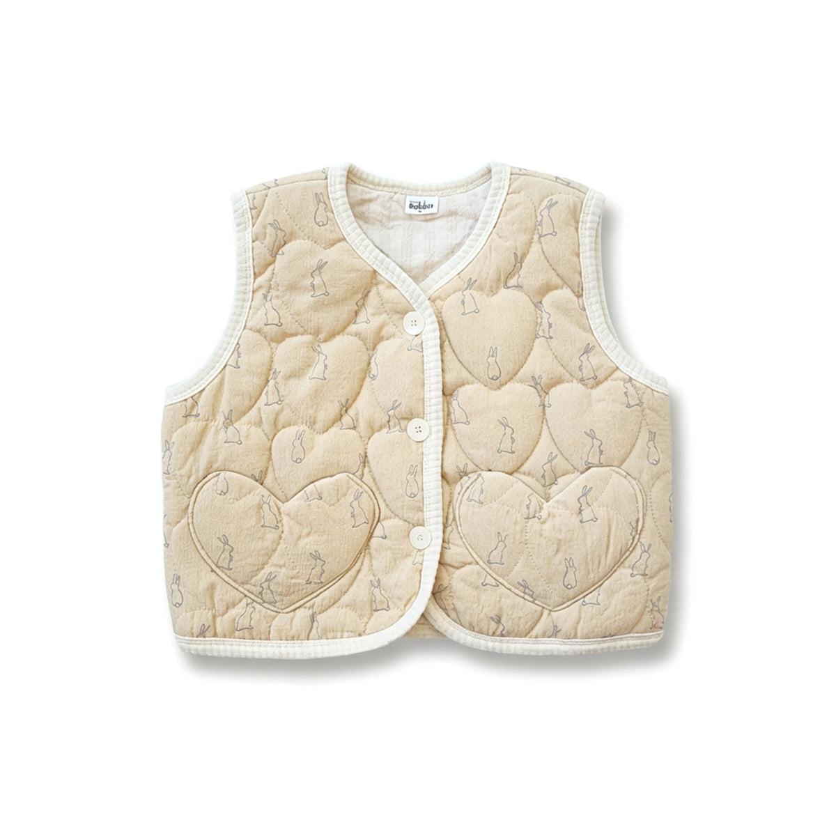 BabyRabbit Heart Patterned Rabbit Vest — Toddler Quilted Vest / Sleep Sack (12-18M–5T)