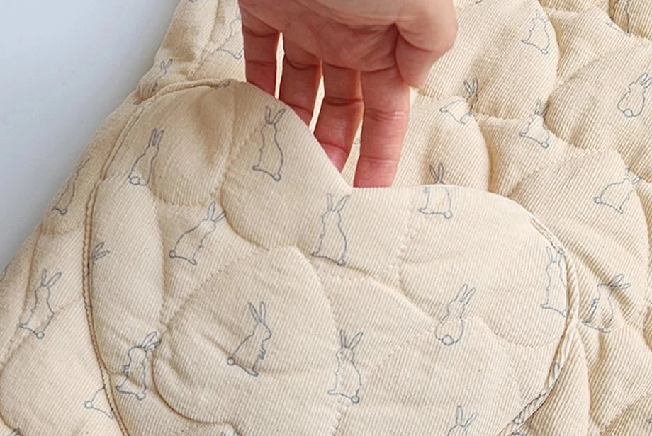 BabyRabbit Heart Patterned Rabbit Vest — Toddler Quilted Vest / Sleep Sack (12-18M–5T)