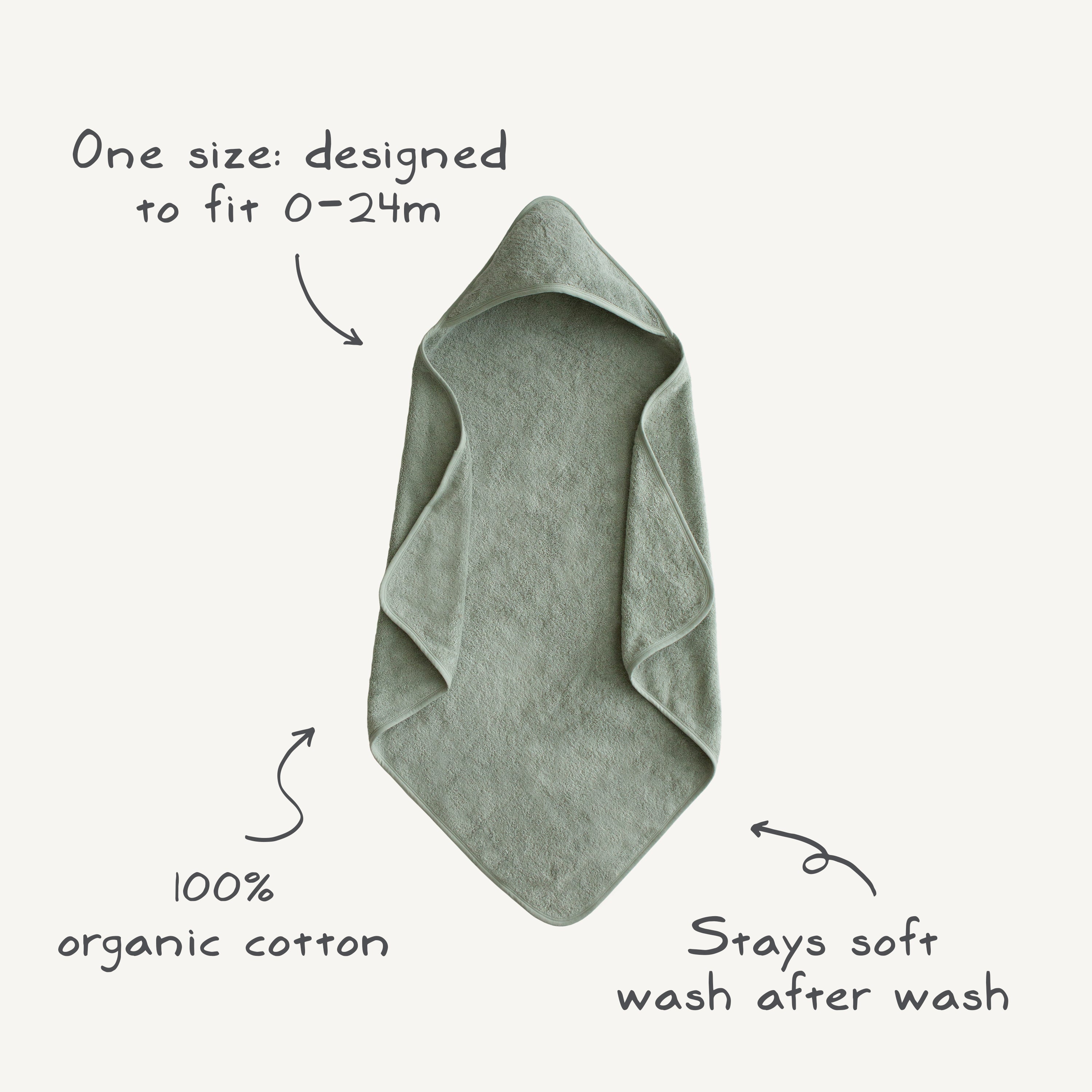 Organic Cotton Baby Hooded Towel - Mushie